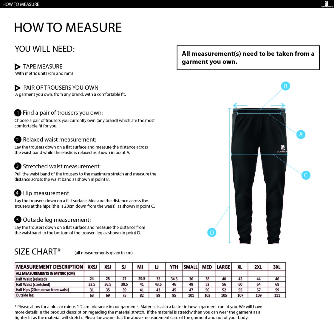 Padgate Academy School Skinny Pants - Size Guide